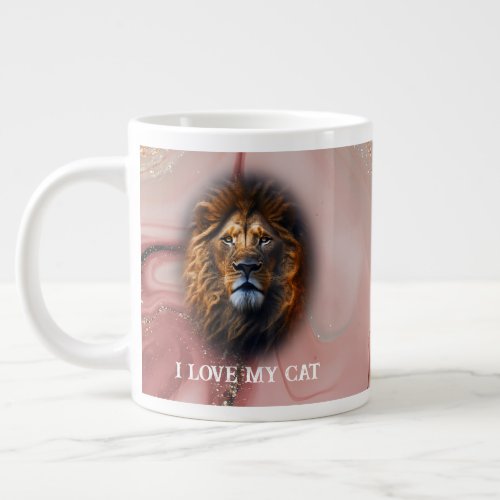 I Love My Cat Custom Specialty Mug Marble  Lion