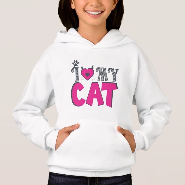 I Love My Cat – Cute Pet Lover Design Hoodie (Front)
