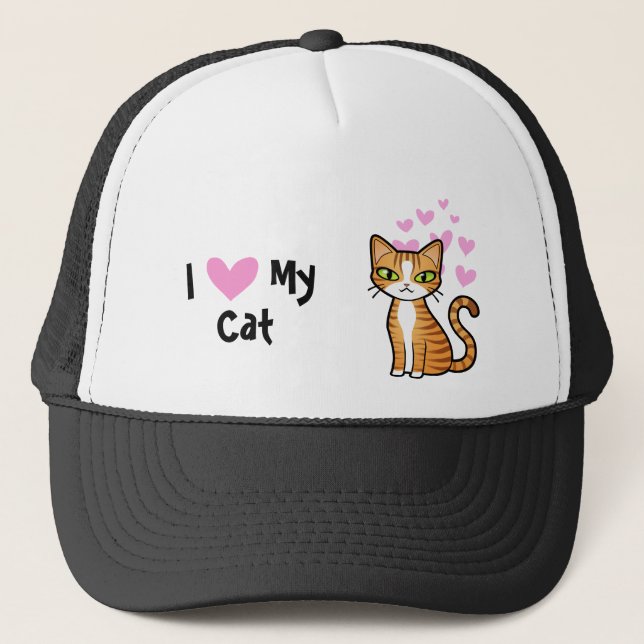 I Love My Cat (design your own cartoon cat) Trucker Hat (Front)