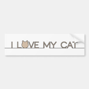 I LOVE MY CAT Elegant Minimal Bumper Sticker
