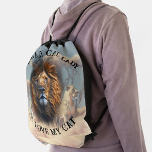 "I Love My Cat" Fun Custom LION'S Drawstring Bag