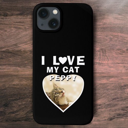I love my Cat Heart Cat Name Photo Black iPhone 13 Case