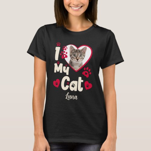 I Love My Cat Heart Personalized Photo T_Shirt