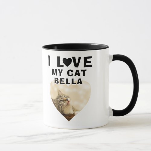 I love my Cat Heart Photo Cat Name Mug