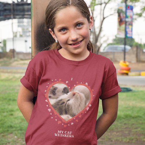 I Love My Cat Heart with Pet Photo and Name Red T_Shirt