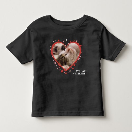 I Love My Cat Heart with Pet Photo and Name Toddler T_shirt