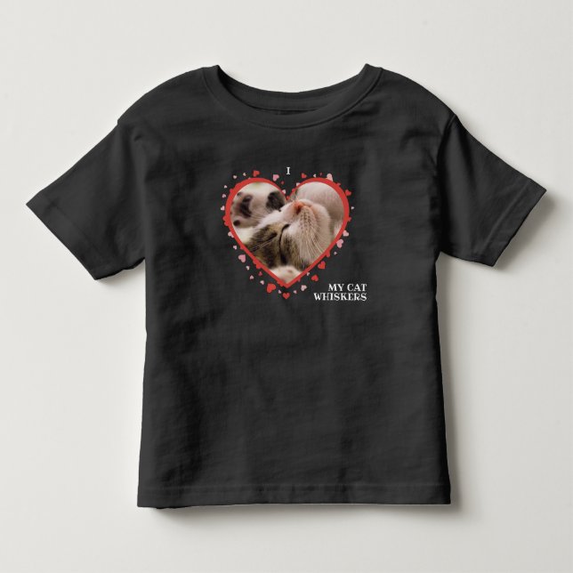 I Love My Cat Heart with Pet Photo and Name Toddler T-shirt (Front)