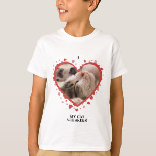 I Love My Cat Heart with Pet Photo and Name White T-Shirt