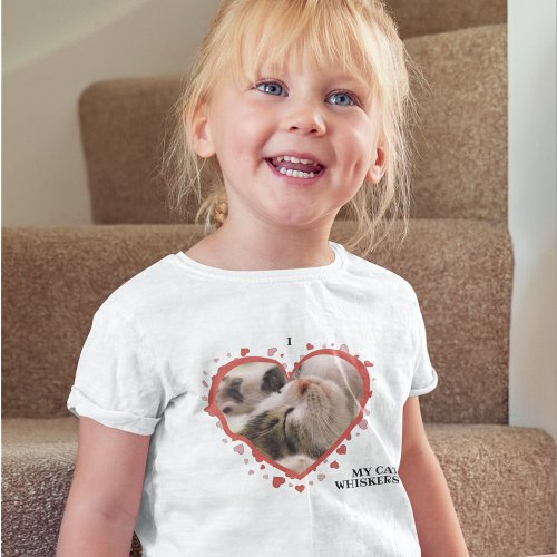 I Love My Cat Heart with Pet Photo and Name White Toddler T_shirt