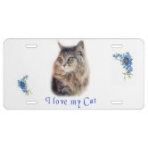 I Love My Cat--White Text License Plate | Zazzle