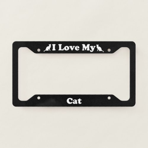 I Love My Cat License Plate Frame