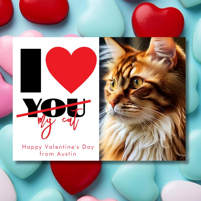 I love my cat or any pet funny Valentine's day Holiday Card (Creator Uploaded)