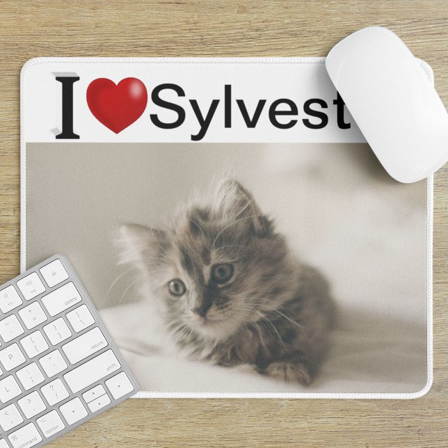 I Love My Cat personalized photo Mouse Pad (Creator Uploaded)