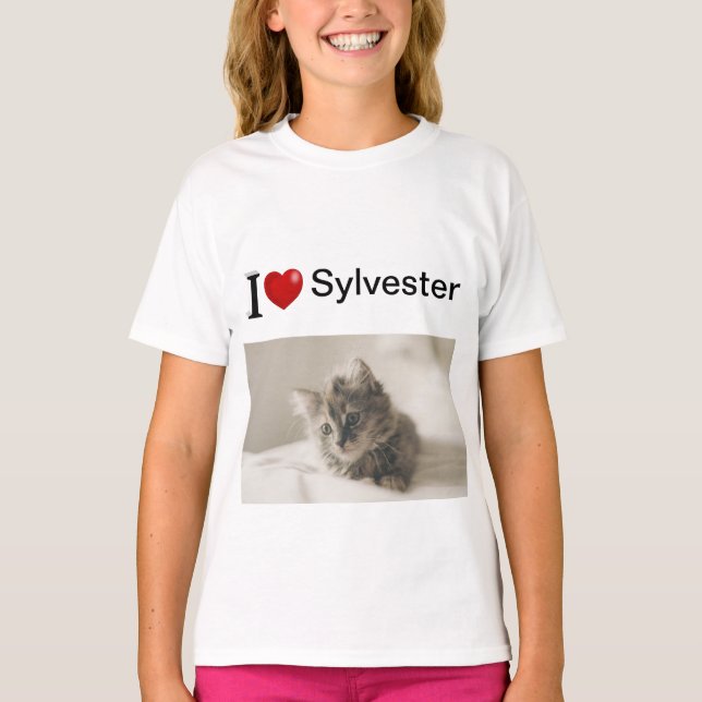 I Love My Cat personalized photo T-Shirt (Front)