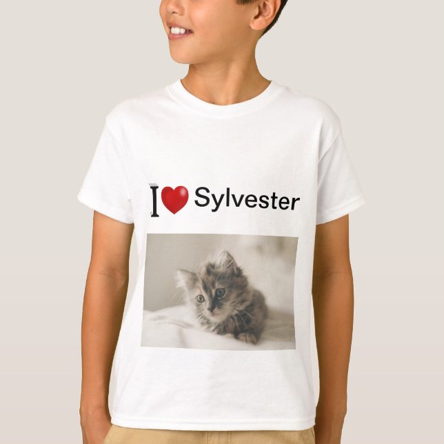 I Love My Cat personalized photo T-Shirt (Front)
