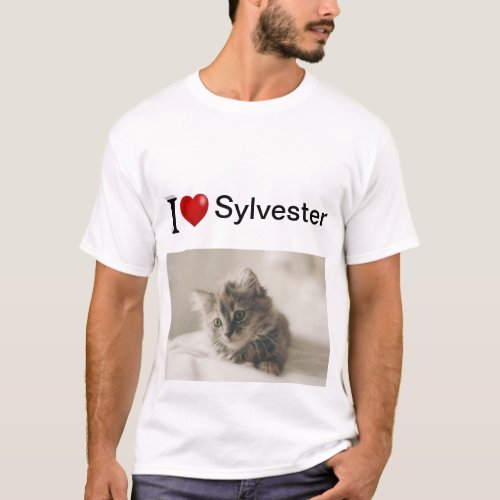 I Love My Cat personalized photo T_Shirt