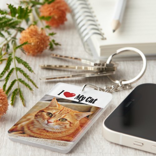 I Love My Cat photo  Keychain