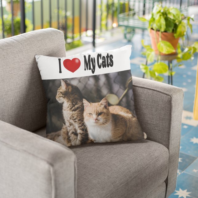 I Love My Cat Photo Throw Pillow (Creator Uploaded)