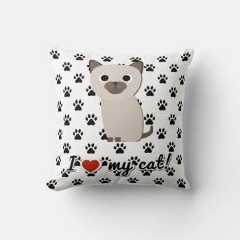 I Love My Cat Pillow by DigiGraphics4u at Zazzle