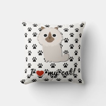 I Love My Cat Pillow by DigiGraphics4u at Zazzle