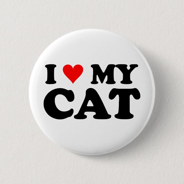 I Love My Cat Pinback Button (Front)