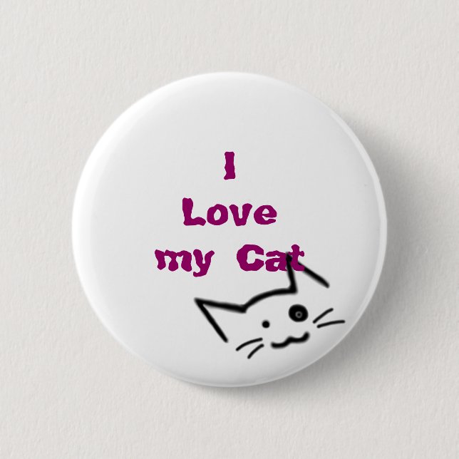 I Love my Cat Pinback Button (Front)