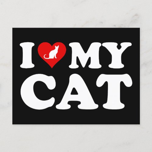 I Love My Cat Postcard