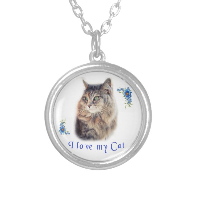 I love my Cat Silver Plated Necklace (Front)