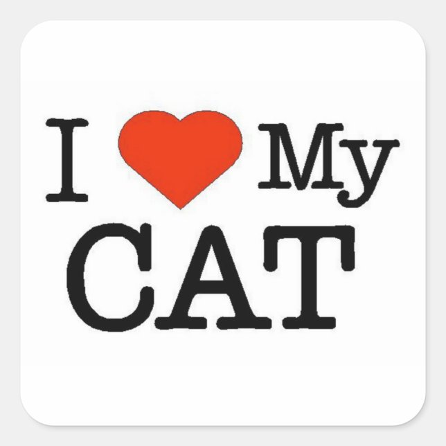 I Love My Cat Square Sticker (Front)