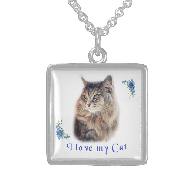 I love my Cat Sterling Silver Necklace (Front)