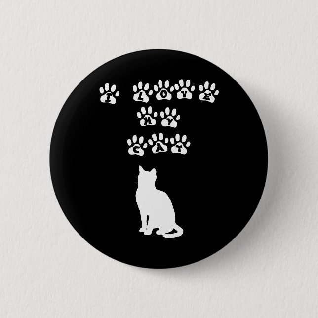 I Love My Cat--White Text Button (Front)
