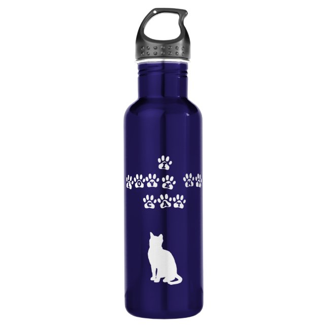 I Love My Cat--White Text Water Bottle (Front)