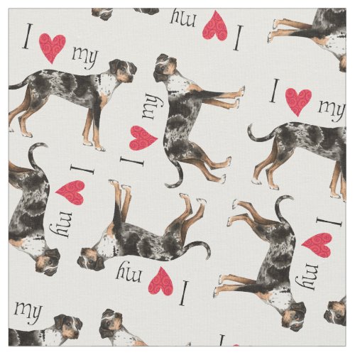 I Love my Catahoula Leopard Dog Fabric