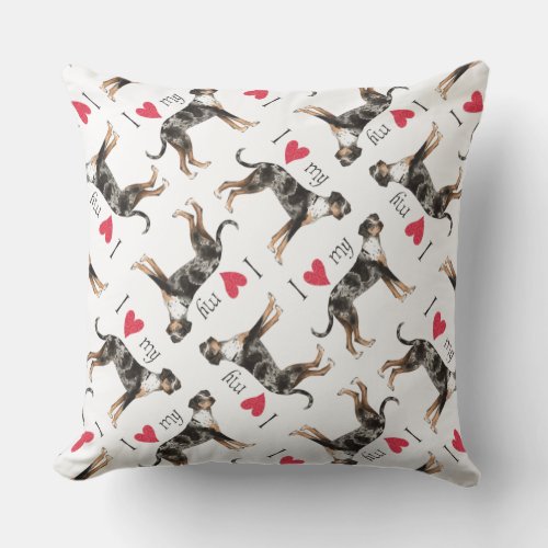 I Love my Catahoula Leopard Dog Throw Pillow