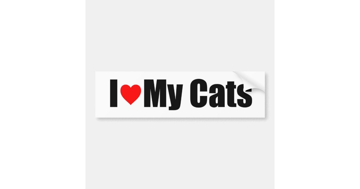 I Love My Cats Bumper Sticker | Zazzle
