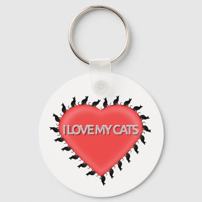 I Love My Cats Keychain (Front)
