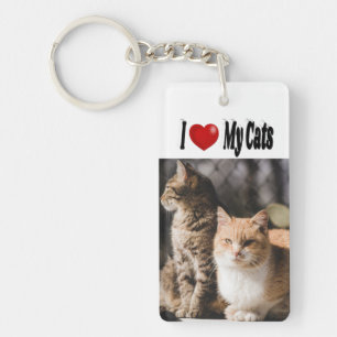 I love my cats Photo Keychain