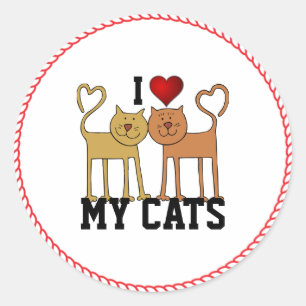 I Love My Cats, popular design, Classic Round Stic Classic Round Sticker