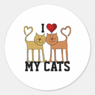 I Love My Cats, popular design, Classic Round Sticker