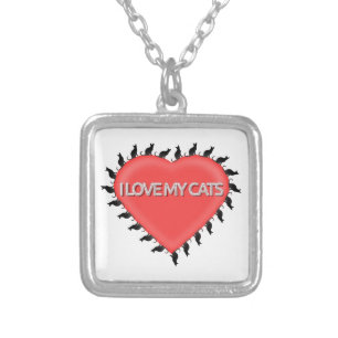 I Love My Cats Silver Plated Necklace