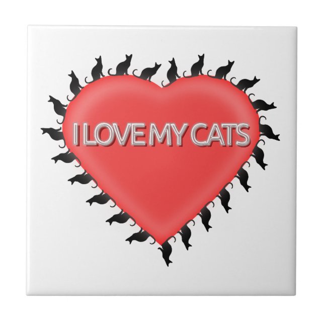 I Love My Cats Tile (Front)