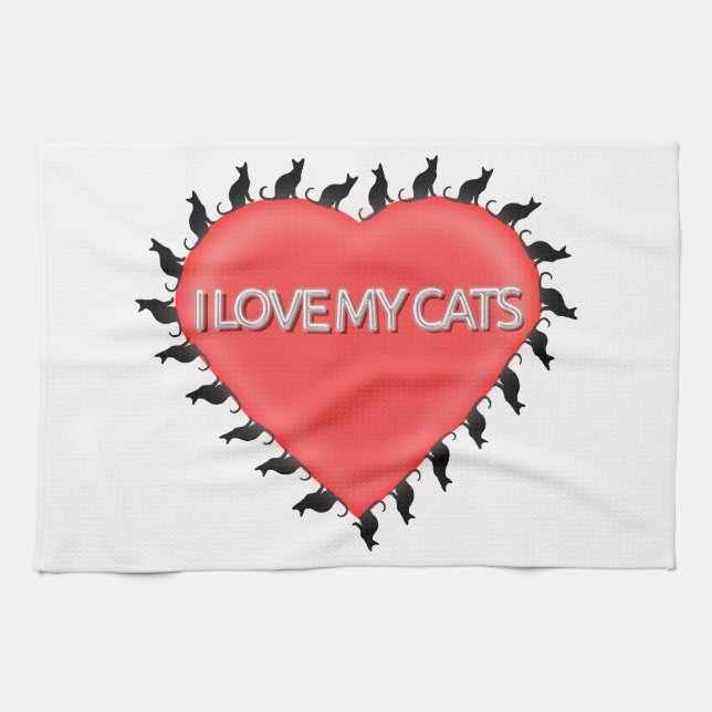 I Love My Cats Towel (Horizontal)