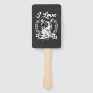 I Love My Cattle Dog Vintage Dog Lover Hand Fan