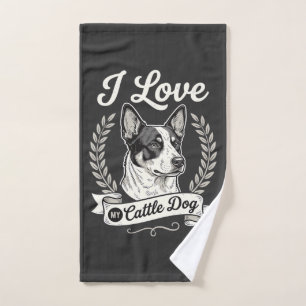 I Love My Cattle Dog Vintage Dog Lover Hand Towel