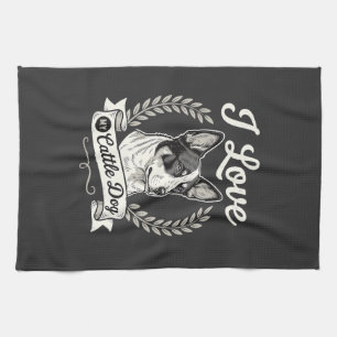 I Love My Cattle Dog Vintage Dog Lover Kitchen Towel