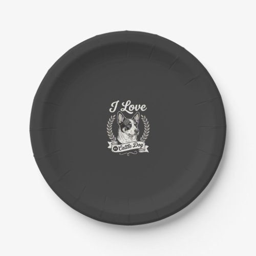 I Love My Cattle Dog Vintage Dog Lover Paper Plates