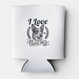 I Love My Cattle Dog Vintage Engraving Design_1 Can Cooler