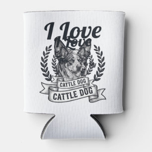 I Love My Cattle Dog Vintage Engraving Design_1 Can Cooler