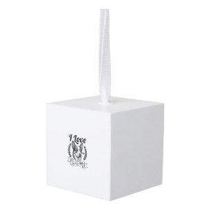 I Love My Cattle Dog Vintage Engraving Design_1 Cube Ornament