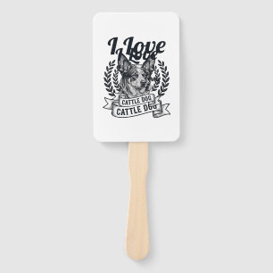 I Love My Cattle Dog Vintage Engraving Design_1 Hand Fan